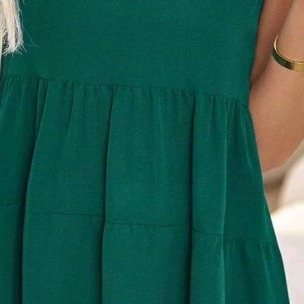 Solid Ruffle Hem Sleeveless Peplum Blouse. Xl Size 12. GREEN - Picture 7 of 7